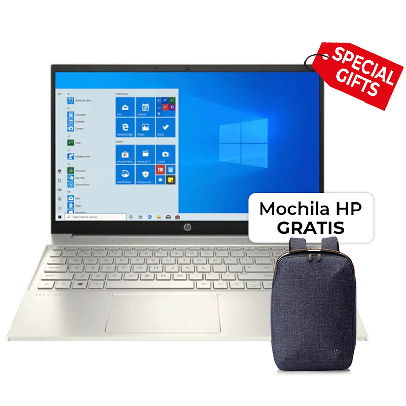 Laptop HP Pavilion 15-eh1021la 15.6" Ryzen 7 5700U 16GB RAM 512GB SSD Dorado W11 Home Teclado Español + Mochila HP GRATIS