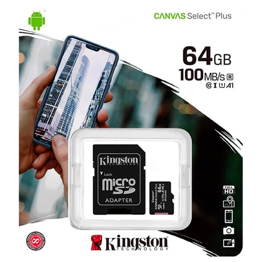 [SDCS2/64GB] Memoria Micro SD Kingston 64GB Canvas Select Plus Clase 10 100Mbps