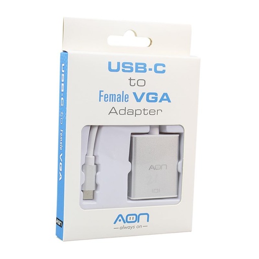 [AO-AD-1004] Adaptador USB-C a VGA AON AO-AD-1004 Macho-Hembra Plateado