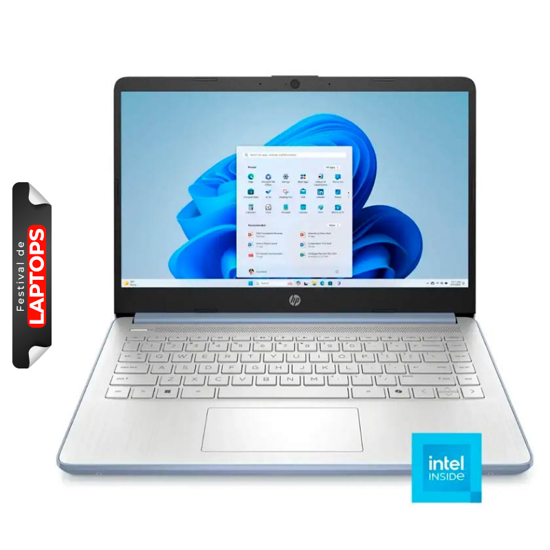 Laptop HP 14-DQ6012DX 14" Celeron N150 4GB RAM 128GB UFS Celeste W11 Home Teclado Ingles