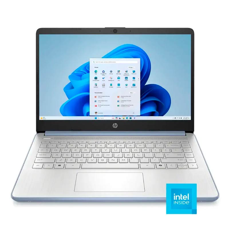 Laptop HP 14-DQ6012DX 14" Celeron N150 4GB RAM 128GB UFS Celeste W11 Home Teclado Ingles