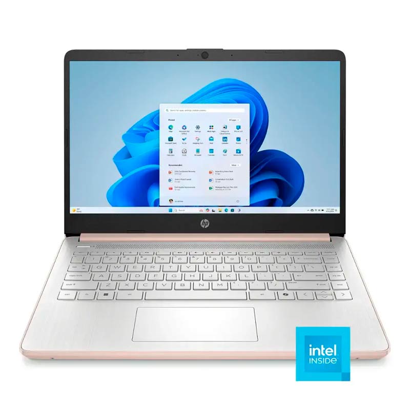 Laptop HP 14-DQ6015DX 14" Celeron N150 4GB RAM 128GB UFS Rosado W11 Home Teclado Ingles