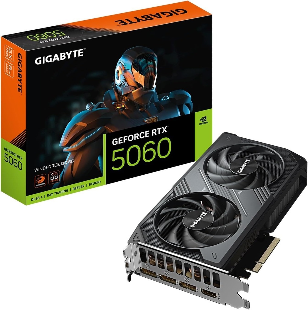 Tarjeta de Video 8GB GDDR7 Gigabyte WINDFORCE OC GeForce RTX 5060 HDMI DP PCIe 5.0