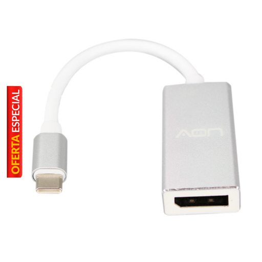 [AO-AD-1003] Adaptador USB-C a DisplayPort AON AO-AD-1003 Macho-Hembra Blanco
