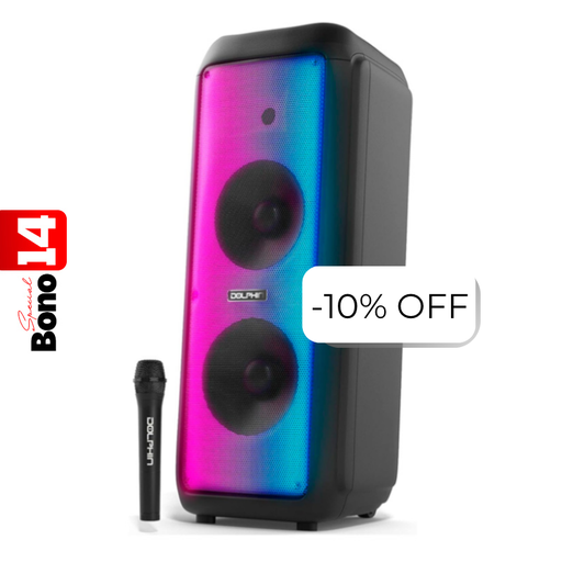 [SP-1070RBT] Bocina Dolphin SP-1070RBT Premium Dual 10” Bluetooth 3700W Negro
