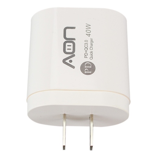 [AO-CR-1003] Cargador de Pared AON Fast Charge Dual USB-C 40W​​ Blanco