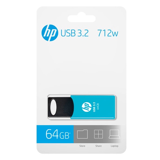 [HPFD712LB-64GB] Memoria USB HP 64GB 712w 3.2 Flash Drives Azul/Negro