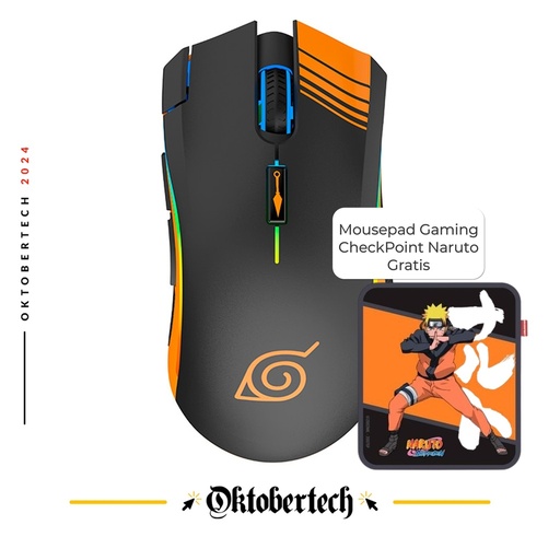 [NA-MS-1001] Mouse Gaming Alámbrico Óptico Naruto MX-200 10000 DPI 7 Botones RGB Edición Ninja Naruto