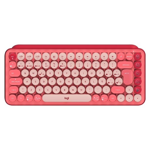 [920-010715] Teclado Mecánico Inalámbrico Logitech POP Heartbreaker Fucsia-Rosado Español