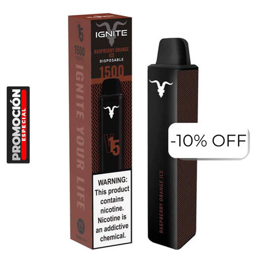 [810025995713] Vape Electronico Ignite V15 1500 Puffs Nic 5g Raspberry Orange Ice