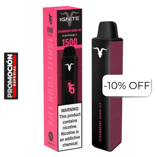 [810025995737] Vape Electronico Ignite V15 1500 Puffs Nic 5g Strawberry Guava Ice
