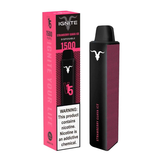 [810025995737] Vape Electronico Ignite V15 1500 Puffs Nic 5g Strawberry Guava Ice