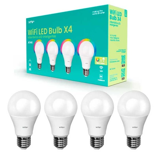 [VTA-84803] Bombilla LED Inteligente VTA+ Blub E27 RGB 120VAC Smart Home Wi-Fi 4 Pack