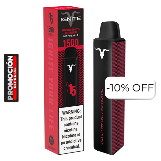 [810025995720] Vape Electronico Ignite V15 1500 puffs Nic 5g Strawberry Apple Watermelon