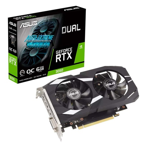 [DUAL-RTX3050-O6G] Tarjeta de Video 6GB GDDR6 Asus GeForce RTX 3050 Dual GeForce OC HDMI DP PCI 4.0