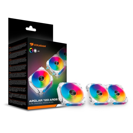 [3MAPR12A3.0002] Kit de 3 Ventiladores Cougar APOLAR 120mm ARGB Blanco