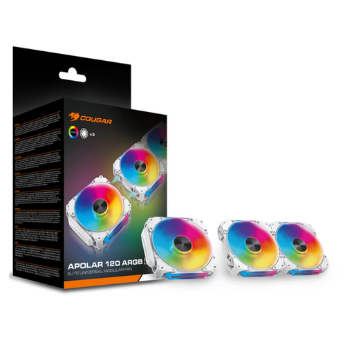 [3MAPR12A3.0002] Kit de 3 Ventiladores Cougar APOLAR 120mm ARGB Blanco