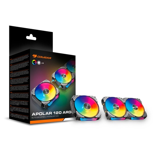 [3MAPR12A3.0001] Kit de 3 Ventiladores Cougar APOLAR 120mm ARGB Negro