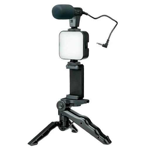 [VTA-82313] Trípode para Celular VTA+ con Luz Led + Micrófono 3.5mm Negro