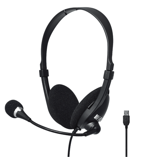 [HS7205BK] Audífonos Tipo Headset Unno Tekno HS7205BK USB  Ace5 Con Micrófono Negro
