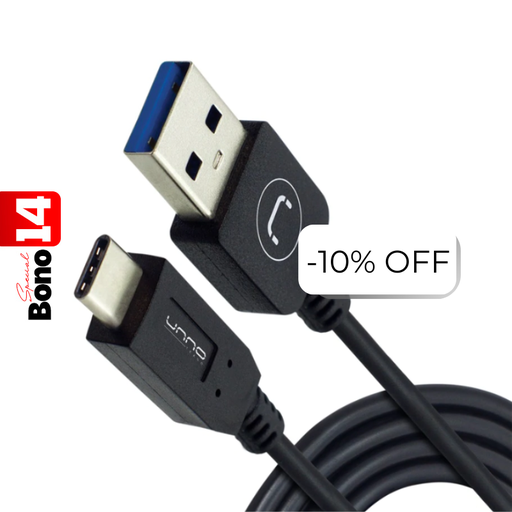 [CB4054BK] Cable USB a USB-C Unno Tekno CB4054BK 1.5 Metros Negro