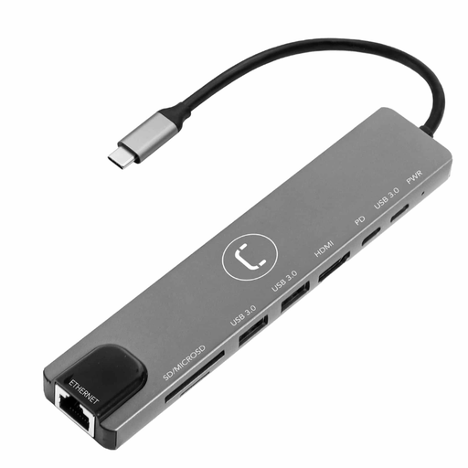 [HB1109SV] Hub Unno Tekno 8 Puertos USB-C Gris