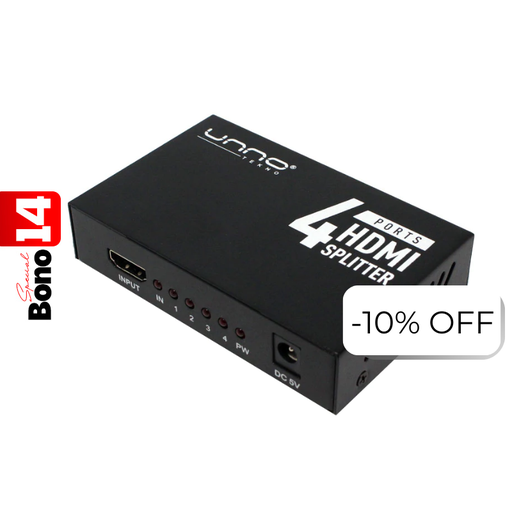 [HB1205BK] Splitter Unno Tekno HB1205BK 4 Puertos HDMI 4K
