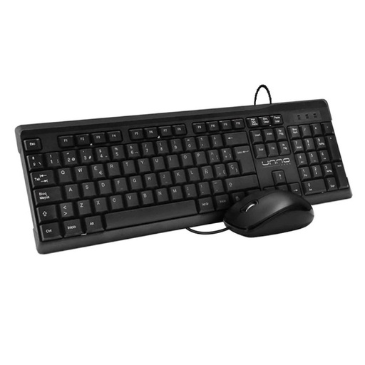 [KB6721BK] Teclado y Mouse Alámbrico Unno Tekno Klass USB Negro Español